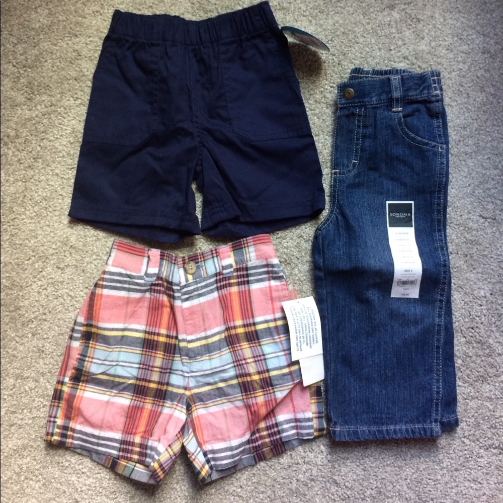 Chaps Sonoma Circo Lot for Boys Size 18M Shorts Jeans Denim Navy Blue Plaid
